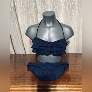 NWOT Abercrombie Swim Navy Blue Ruffled Bikini Set Children’s Size XL 16